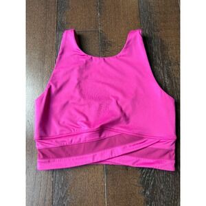 Sweaty Betty Pink High Neck Wrap Mesh Sports Bra Medium women's medium